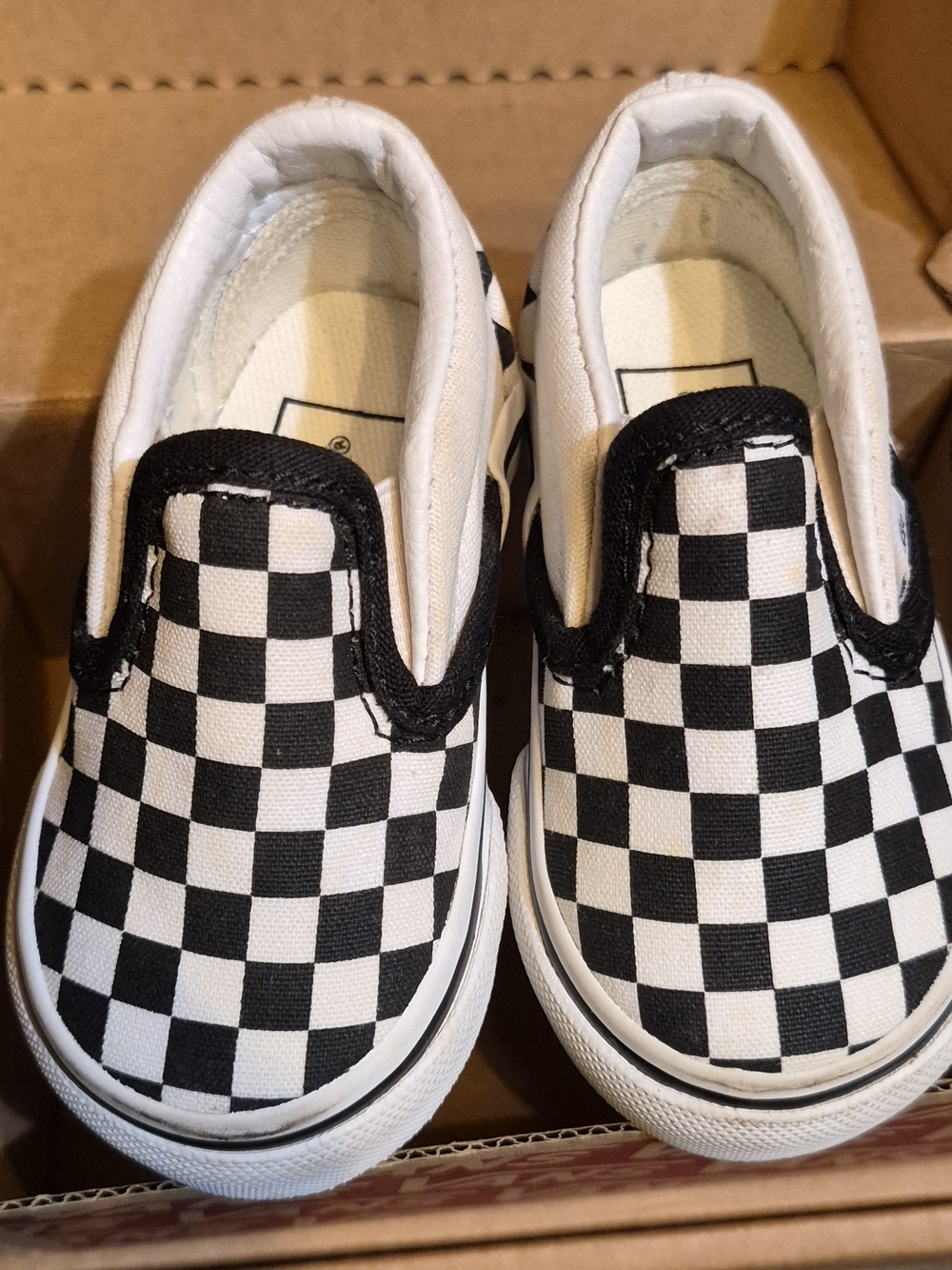 Vans Kids Slip-On Checkerboard Sneakers - Black & White